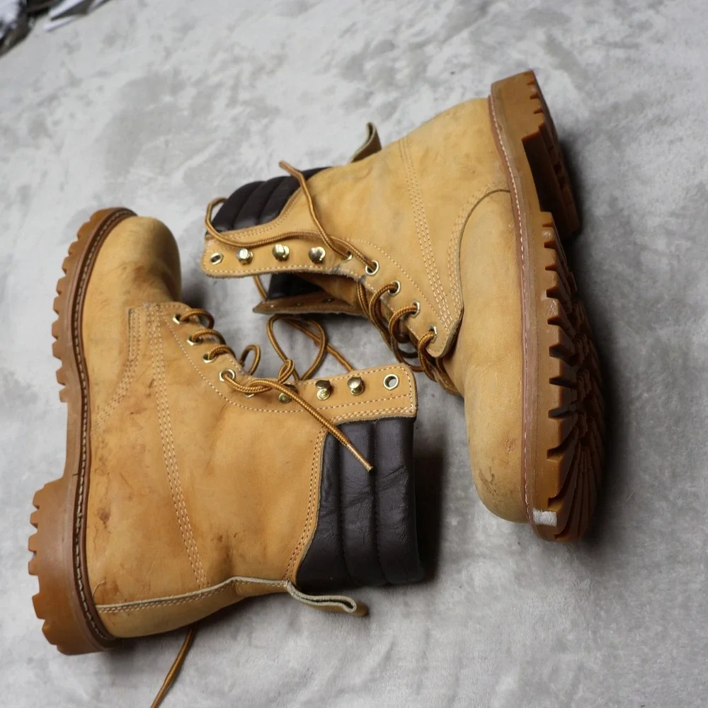 Timberland Mens 12D Work Boots Brown Premium Leather Rugged Waterproof 86005-674